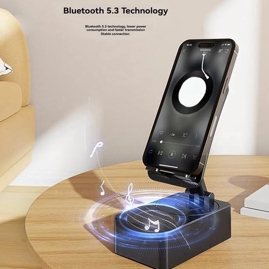 Crrynuo - Bluetooth Speaker - Telefoonhouder - Powerbank - Draadloze Speaker - 1 Stuk - 3-In-1 - Zwart van Merkloos