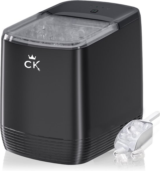 CuisineKing IJsblokjesmachine HS21 - 1.75L - 25KG/24H - 9 Blokjes per 3 Min - Grote en kleine IJssectie - Vol-indicator - IJsblokjesmaker met IJsschep van CuisineKing