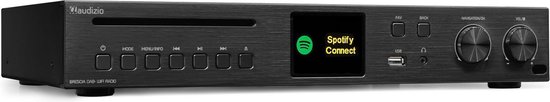 DAB radio met cd speler - Audizio Brescia - Internet radio met wifi, mp3 en 120W versterker - Zwart
