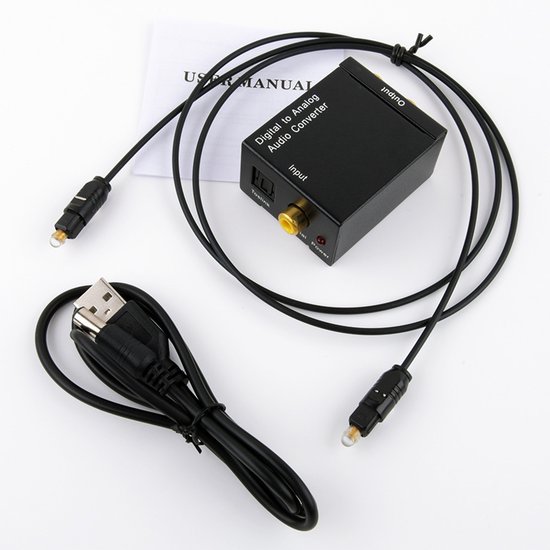 DAC Audio Converter - Optisch/Coaxiaal naar RCA - 5V/1A - Zwart