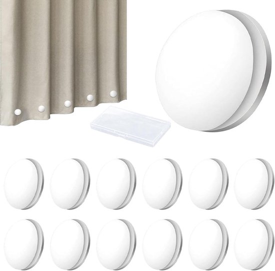 Dailygoods- Gordijngewichten 12 Paar - Ronde Magnetische Gewichten - Douchegordijnverzwaarders - Kunststof Behuizing - 30 Gram per Gewicht - Wit - Gor