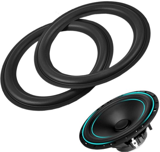 Dailygoods - Rubberen Randen voor 8 Inch Luidsprekers - Reparatie Onderdelen - Zwart - Woofer Rand - Geschikt voor Audiosystemen - 2 Stuks