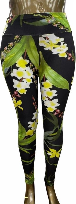 Dames Legging - High Waist - Sportlegging - Bloemenprint - Maat M/L (38-40) van DAM