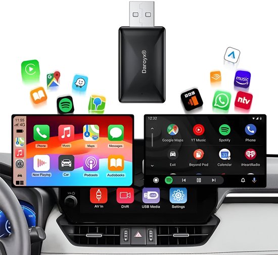 Daroyx® CPD21 Pro CarPlay Dongle - Ook geschikt als Android Auto Dongle - USB-A en USB-C van Merkloos