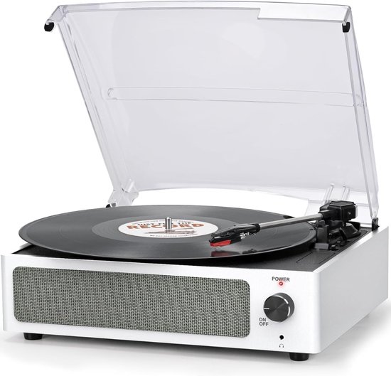 DD® Platenspeler met Speakers - Ingebouwde Speakers - Retro - 37x34x15cm - Retro Wit van Merkloos