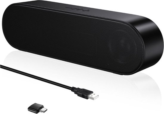 DD Soundbar Pc - Bekabelde en Draadloze Pc -Luidspreker - USB Mini Soundbar - 4x23x7cm - Zwart van DD