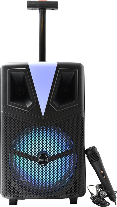 Denver Bluetooth Partyspeaker - Karaokemicrofoon - LED Discolamp - Trolley - TSP307 van Denver