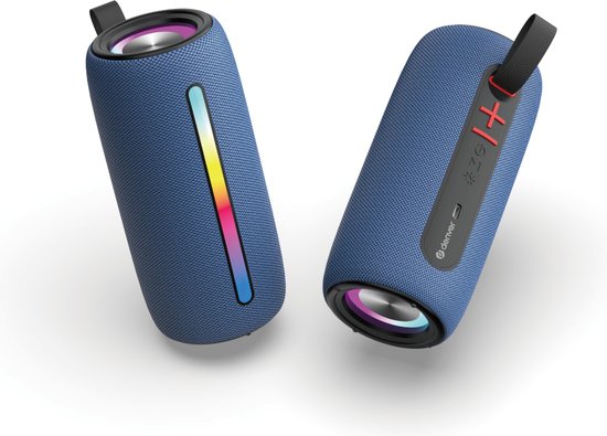 Denver Bluetooth Speaker Draadloos - Lichteffecten - Muziek Box - AUX - TWS Pairing - BTL360 - Blauw van Denver