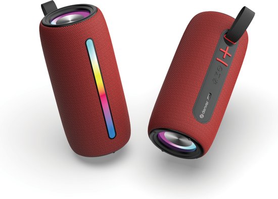Denver Bluetooth Speaker Draadloos - Lichteffecten - Muziek Box - AUX - TWS Pairing - BTL360 - Rood van Denver