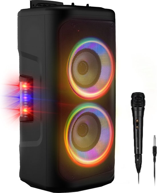 Denver Bluetooth Speaker Party Box - Discolichten - Partybox - Incl. Microfoon - Micro SD / USB / AUX - TSP353 van Denver