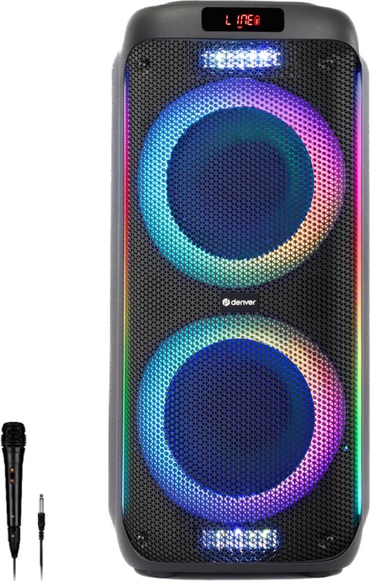 Denver Bluetooth Speaker Party Box - Discolichten - Partybox - Incl. Microfoon - Micro SD / USB / AUX - TSP456 van Denver