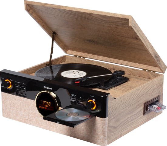 Denver Retro Platenspeler - DAB+/FM Radio - CD - Cassette - Bluetooth - Auto stop - MRD180