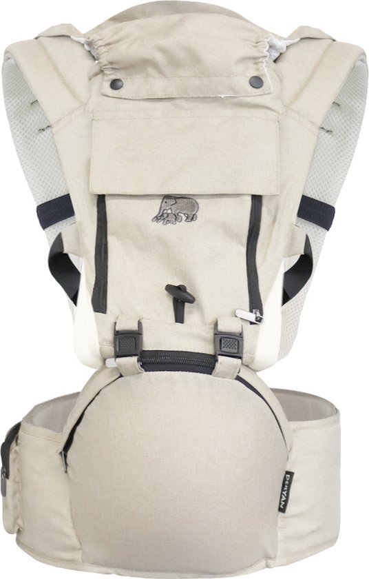 Deryan Pack Luxe Ergonomische draagzak - Babydrager + Opbergvakjes - Zand van Deryan