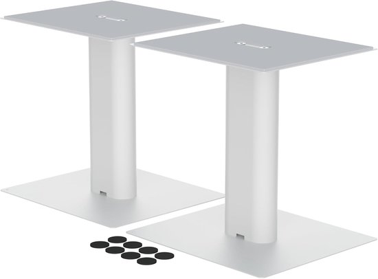 Desk Speaker Stands voor Boekenplank en Desktop Speakers - Stevige Basis voor Studio Monitoren, PC en Gaming Audio, Wit, 10 Inch Hoog