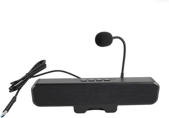 Desktop Luidspreker - PC Speaker - Duidelijke Communicatie - Afneembare Microfoon - 27 x 8 x 7 cm - Zwart