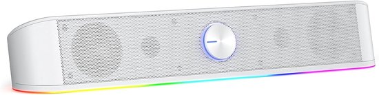 Desktop Soundbar - Computerluidspreker - Muziek Luisteren - Dynamische RGB Verlichting - 40 cm - Wit