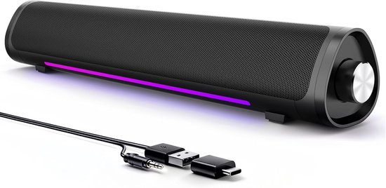 Desktopluidsprekers - PC Soundbar - Muziek en Films - Vloeiend Lichteffect - Niet gespecificeerd - Zwart