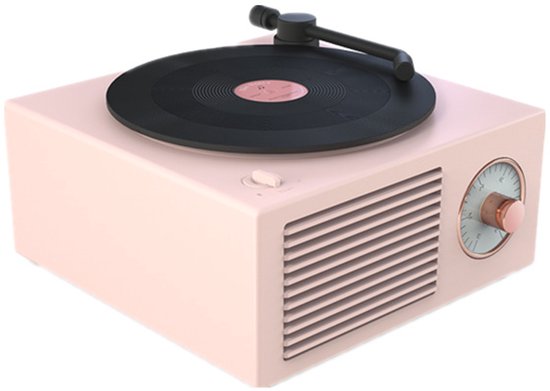 Deze retro-klassieke lichtroze Bluetooth-speaker heeft een klassiek ontwerp voor een platenspeler en is een leuk cadeau voor meisjes. Hij beschikt over een verbeterde bas en een luid volume. van Merkloos
