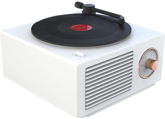 Deze retro-klassieke witte Bluetooth-speaker heeft een schattig platenspelerontwerp en is daarmee een perfect cadeau voor meisjes. Hij beschikt over een verbeterde bas en een luid volume. van Merkloos