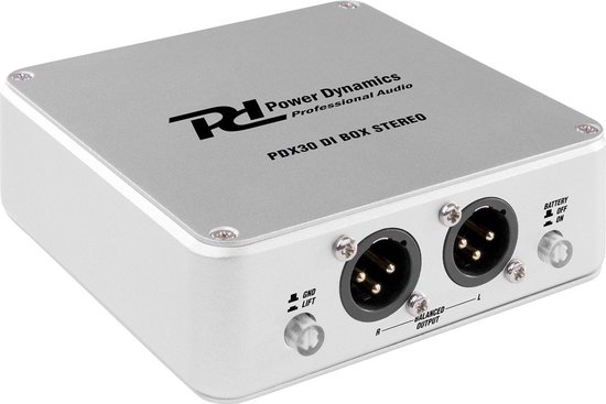 DI Box - Power Dynamics PDX30 actieve stereo DI Box (fantoom of 9V batterij) van Power Dynamics