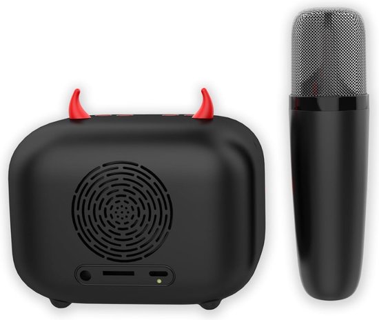 Diablo Karaoke Bluetooth Luidspreker en Draadloze Microfoon Magische Stemeffecten Controle Van de Effecten op de Microfoon Compatibel Met IOS en Android Batterijduur 8 Uur Opladen Via USB van Merkloos