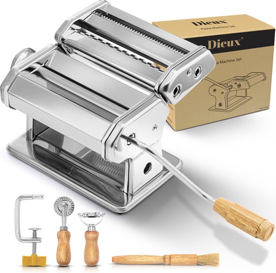 Dieux - Pastamachine Set - Pastamaker - Inclusief Pasta Tools - RVS - Pasta - Ravioli - Keukengerei - Housewarming cadeau van Dieux