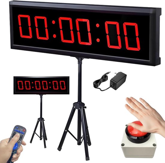 Digitale Countdown Timer 5.8 cm met Statief, 6 Digitale Weergave, Afstandsbediening en Stopwatch voor Training en Fitness Activiteiten