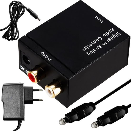 Digitale naar Analoge Audio Converter - Coaxial naar 3.5mm RCA Adapter met 5V Voeding