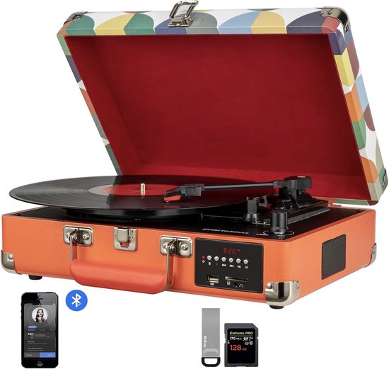 DIGITNOW Platenspeler - Ingebouwde Speakers - Auto-stop - Retro - Gekleurd