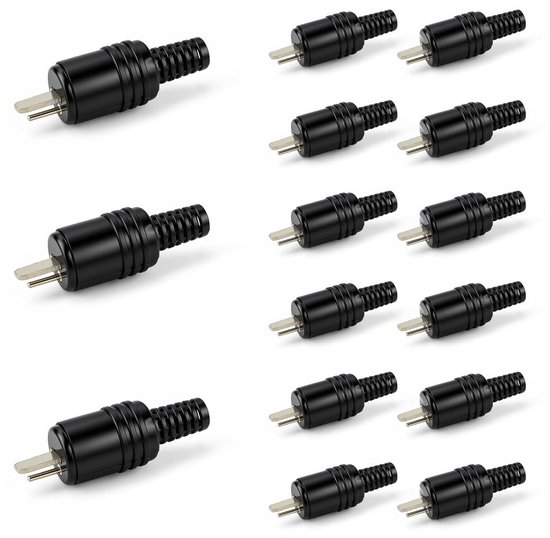 DIN speaker plug set van 15 stuks, 2-pin adapter voor hi-fi luidsprekers, male connector met schroefaansluitingen voor audio-installaties