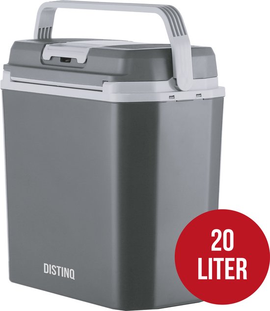 DistinQ Elektrische Koelbox voor Auto en Camping – Koelbox Elektrisch met Verwarmingsfunctie - 12v 230 Volt – 20L - Grijs van DistinQ