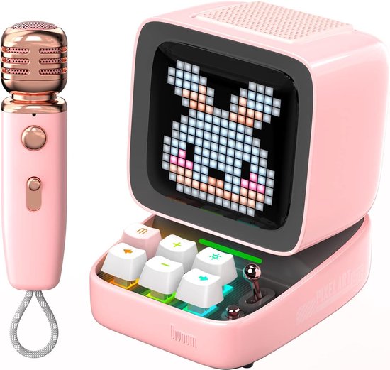Divoom™ Ditoo Mic - Portable Speaker - Met Draadloze Microfoon- Pixelart - Roze van Divoom
