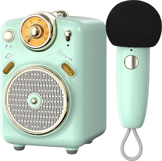 Divoom Fairy-OK Retro - Mini Karaoke Speaker - Inclusief Microfoon - Mint Groen van Divoom