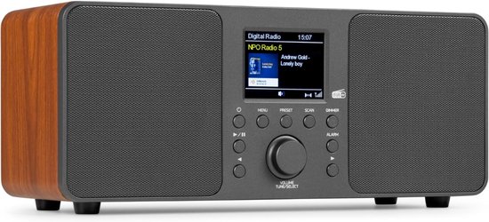 DnA® CD Speler - CD Speler Bluetooth - FM radio - Zwart/Bruin - 14cm x 31cm x 14cm