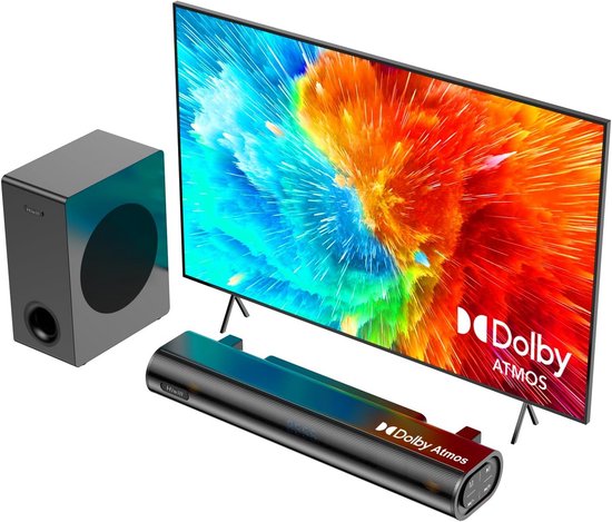 Dolby Atmos Soundbar met Subwoofer voor TV - 200W Home Cinema Systeem met HDMI eARC, Bluetooth en Basversterking van Merkloos