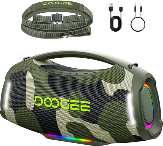 DOOGEE Wild Boom Pro - Bluetooth Speaker - Draadloze Bluetooth Speaker met Afneembare Draagriem - Waterdicht - Groen