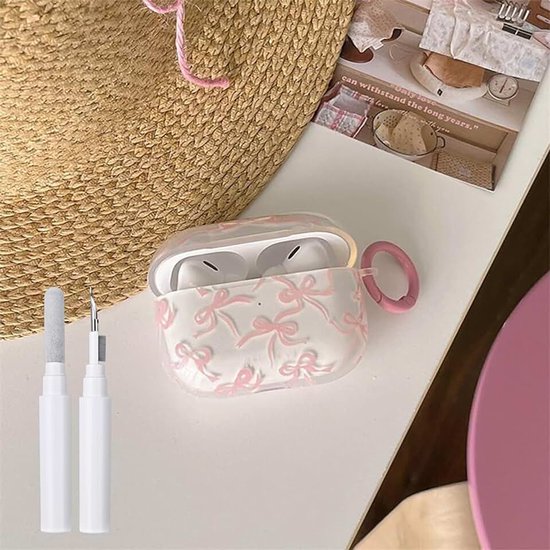 Doorzichtig voor AirPods 4e generatie (2024) schattig strikpatroon strikje esthetisch ontwerp schokbestendige sleutelhanger cover zachte hoofdtelefoon hoesjes voor Airpods 4 - transparant