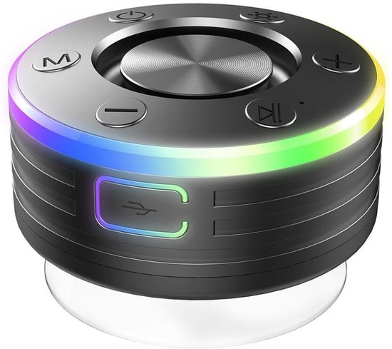 Douchespeaker Waterdichte Speaker Bluetooth – IPX7 Waterbestendige Speaker Klein met Zuignap & LED – Draadloze Bluetooth Mini Speaker met Handsfree Bellen & Lange Batterijduur van Merkloos