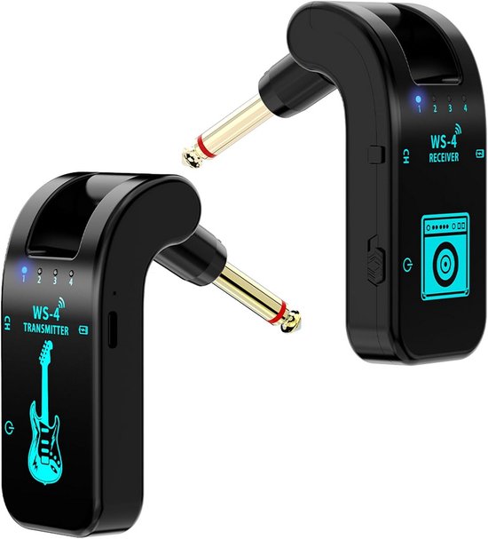 Draadloos Gitaarsysteem 2,4 GHz 8 Kanalen 48 kHz/16-bits Oplaadbaar voor Elektrische Gitaar Bas en Blaasinstrumenten - Zwart van Merkloos