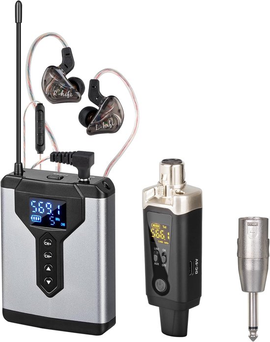 Draadloos Monitorsysteem - In-ear Systeem - Live Optredens - Automatische Koppeling - 6.2 x 3 x 17.2 cm - Grijs