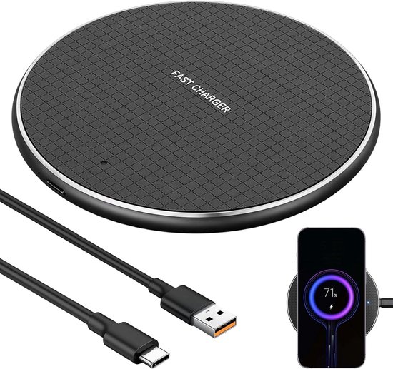 Draadloze 15W Oplaadstation met Indicatorlicht, Draagbare Qi Lader voor Smartphones, Geschikt voor iPhone en Samsung Galaxy Modellen