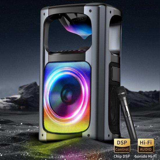 Draadloze 360°-surround-partybox – draagbare Bluetooth-luidspreker – 80 W met versterkte bas van Merkloos