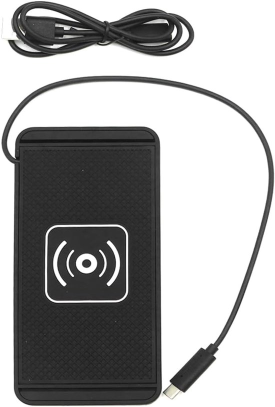 Draadloze auto-oplaadmat - Zwart - Antislip - Opladen tot 20 W met USB-verlengkab - ShopVlot