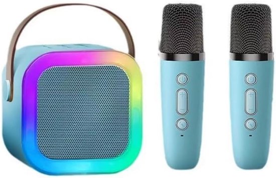 Draadloze Bluetooth Karaoke Luidspreker Microfoon K12 Thuis KTV Karaoke Machine RGB Licht Draagbare Mini Bluetooth Luidspreker (Blauw) van Merkloos
