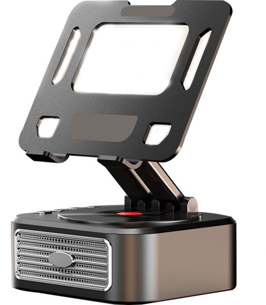Draadloze Bluetooth-luidspreker, mobiele telefoonhouder, tablethouder, 3-in-1 multifunctionele opvouwbare standaard met ingebouwde luidspreker, 360 graden verstelbare standaard voor mobiele telefoons en tablets, draagbaar en antislip ontwerp van Merkloos
