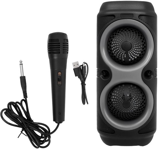 Draadloze Bluetooth Speaker Set - Bluetooth Speakers - met Microfoon - LED-lampen - Draagbaar - Zwart