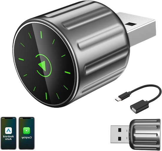 Draadloze CarPlay Adapter - Android Auto Module - Auto Navigatie - Plug and Play - Mini Design - Grijs