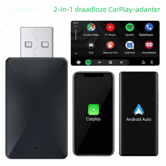 Draadloze Carplay - CarPlay Android Smart Box - Wifi6 Dual-band - CarPlay Interconnect-adapter - CarPlay/Android Auto Multimedia - Adapter WIFI 6 Bluetooth Plug&Play van Carlinkit