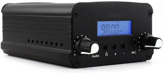Draadloze FM Zender - Uitzendsysteem Audio - Evenementen Overal - Lange Afstand Bereik - 22x22x7 cm - Zwart
