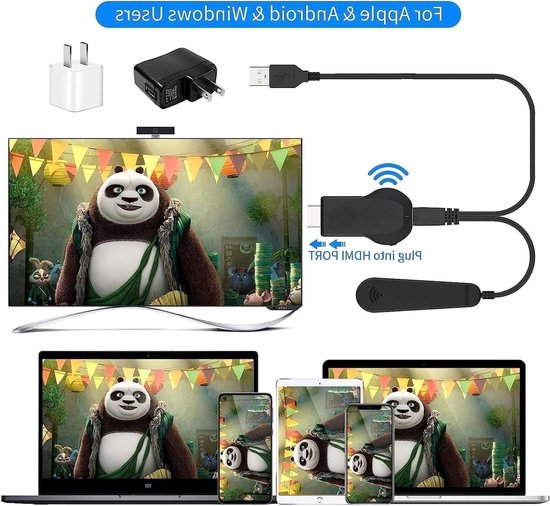 Draadloze HDMI Adapter - Beeldscherm Zender - Media Streamen - 4K Ultra HD Resolutie - 12 x 3.2 cm - Zwart
